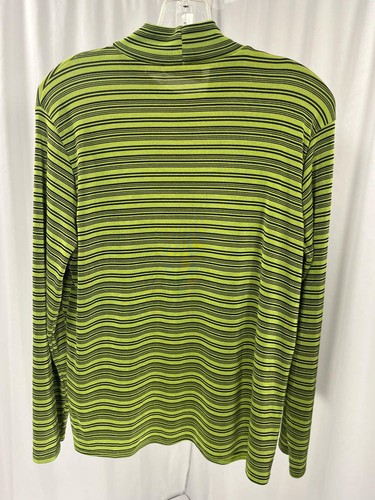 Kathie Lee Turtleneck Shirt Womens XL Green With Black Stripes Long Sleeve - Picture 6 of 12