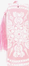 BOOKMARK MANDALA DOT PAINTIN/ WHITE ON PEARL BABY PINK BACKGROUND
