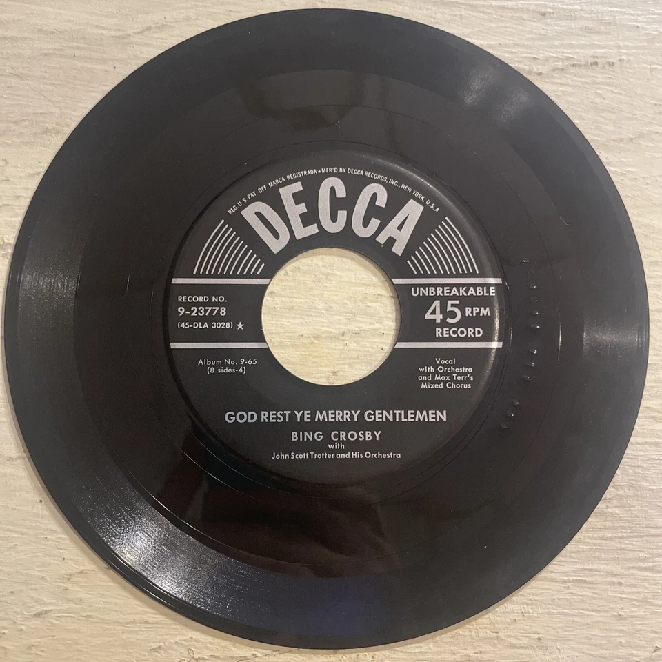 Bing Crosby White Christmas / God Rest Ye Merry Gentlemen 7” 45 Decca VG!!!! - Image 4 of 4