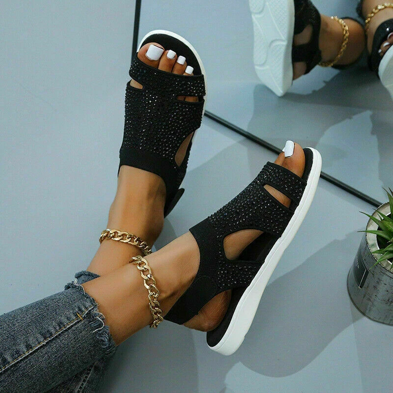 Ladies wide fit shop flat sandals