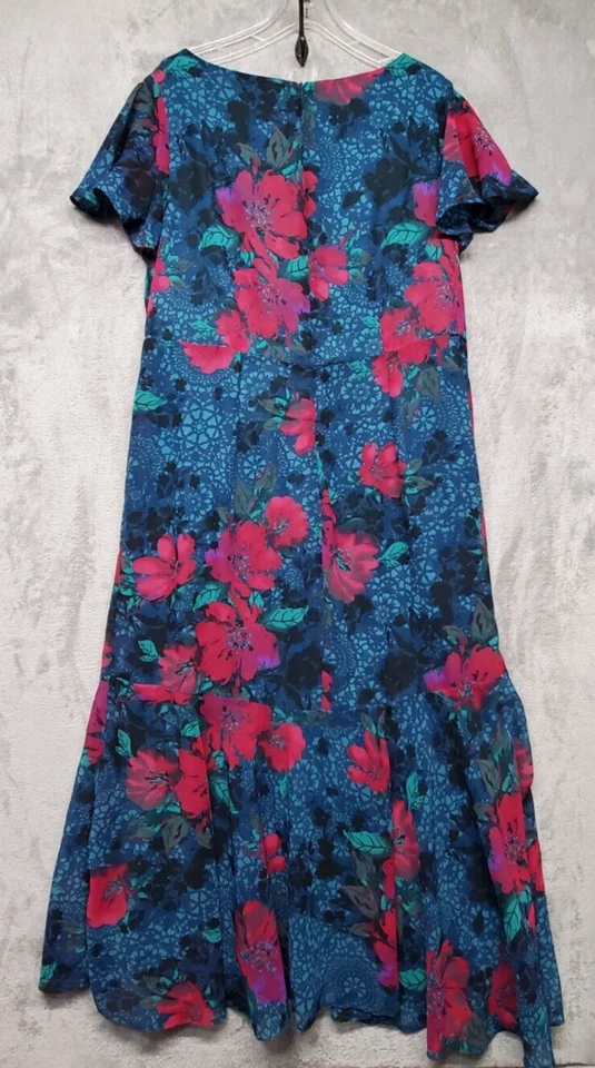 Roaman's Dress Womens Plus 22w Green Pink Blue Floral Party Garden Cruise Brunch - Image 2 of 4