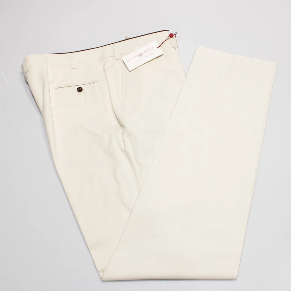 Pantalones chinos/informales Luciano Barbera nuevos con etiquetas talla 58 42 EE. UU. en algodón beige liso Foto 2 de 4