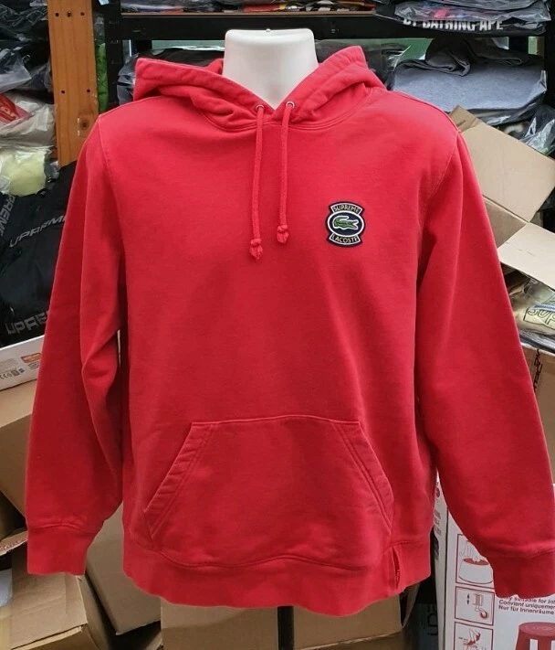 Sweat À Capuche Supreme X LACOSTE Taille S Petite Rouge - Photo 3/4