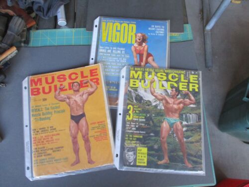 Vtg Lot of 1960s Muscle Magazines: 1964 & 1966 MUSCLE BUILDER, 1964 VIGOR