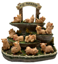 Pig Paradise Figurine Set - 12 Adorable Piglets Farm Animal Collection Decor