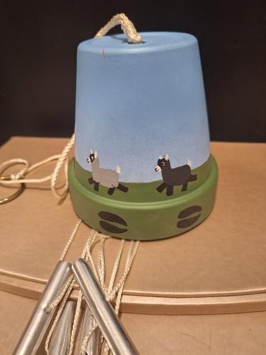 Keramik Ton Keramik Windspiel handbemalt Ziegen - Bild 5 von 9