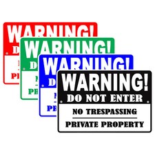Warning Do Not Enter No Trespassing Private Property Notice Aluminum Metal Sign