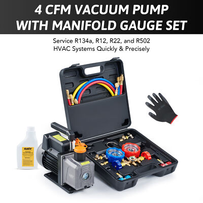 FlowerW Vacuum Pump & Manifold Gauge, 4CFM Produktbild-Vorschau 8
