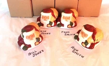 4 Christmas Party Favor Ceramic Pottery SANTA Topper Decoration Longaberger