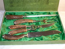 Baron Solingen Vorlegebesteck Tranchierbesteck Hirschhorngriffe Set