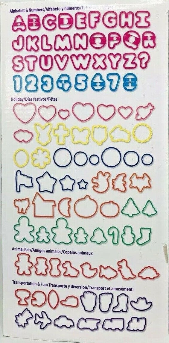 Wilton Plastic Cookie Cutters 101 Letters Numbers Animals & More