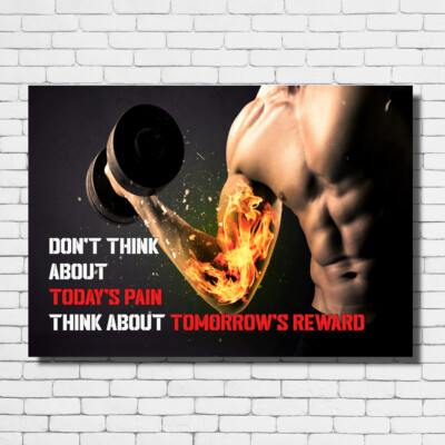 Gym E Artwork Training Workout Motivation Quote Body Fitness Wall Poster  Canvas