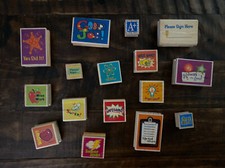 Teacher Classroom Homeschool Rubber Stamps Wood Mounted Lot of 16