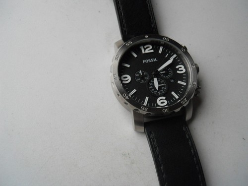 Fossil chronograph men's black leather 