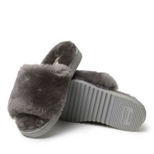 DEARFORMS FIRESIDE Slippers Womens 9 CAIRNS Shearling Slide Suede Metallic NEW
