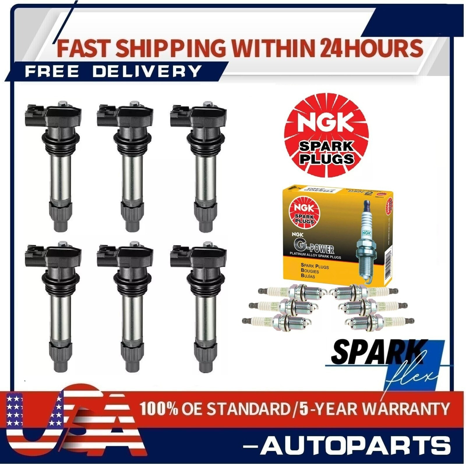 6x Ignition Coil  6x NGK Spark Plug for LaCrosse CTS Impala Terrain SRX 3.6