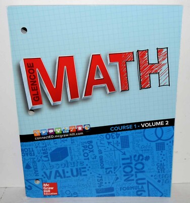 Glencoe Math 2016 Course 1  Volume 2 Worktext  Brand New FREE SHIPPING !!!