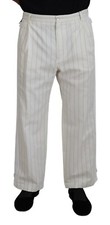 DOLCE & GABBANA Pants White Cotton Striped Formal Trouser IT56/W42/XL 1500usd