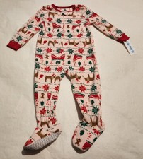 NWT Carter's Christmas Print Fleece Footed Pajamas PJs 1PC 24 Months Baby Girl