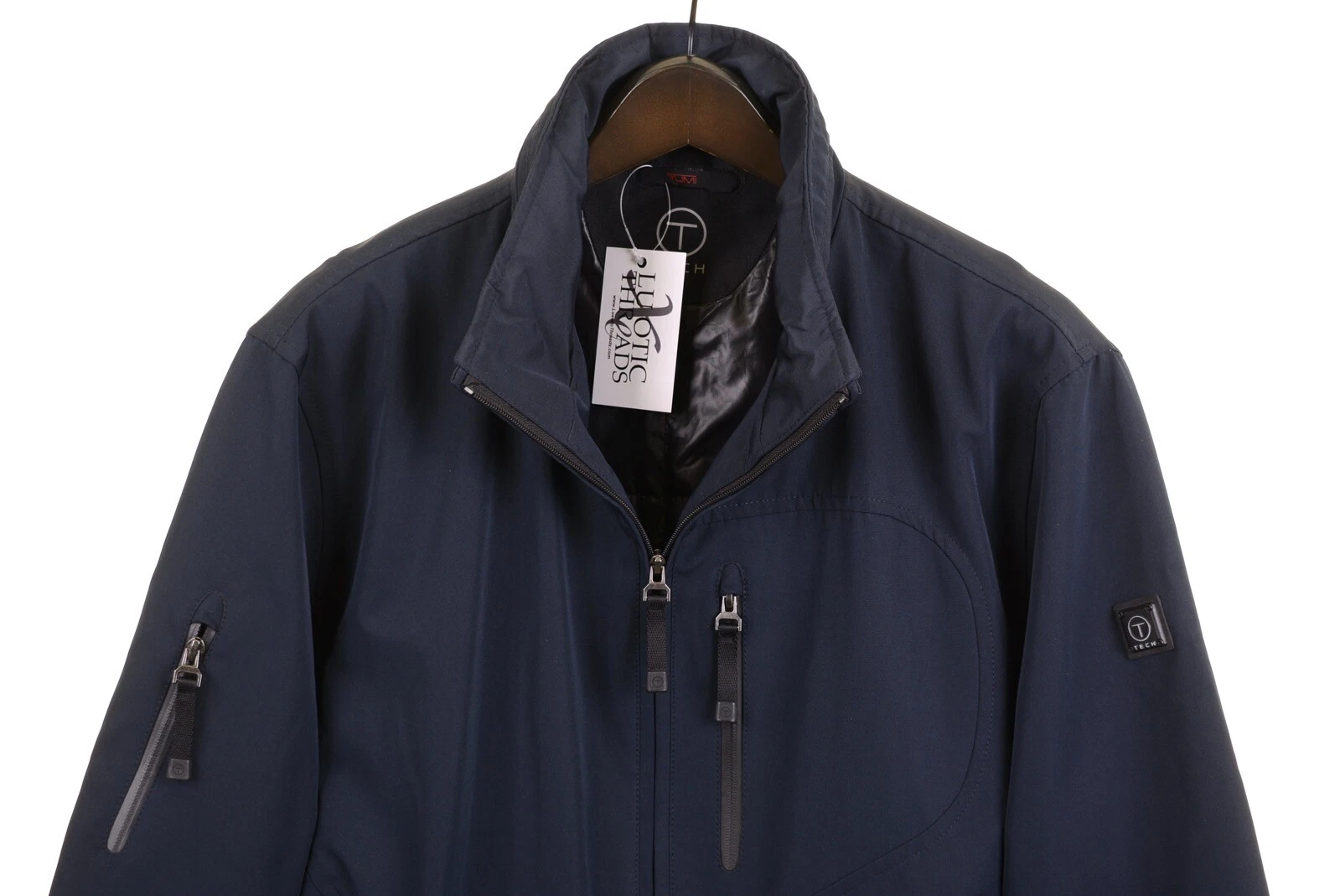 Tumi Tech Blue Poly Cotton Outer Insulated Quilt Lined Full Zip Jacket XL