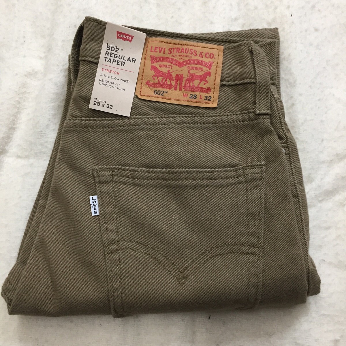 Levis 502 Regular Taper Green Jeans Pants Stretch Men's Levis 502 Regular Taper Green Jeans Pants Stretch Men's
