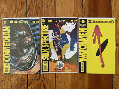 Before Watchmen Comedian & Silk Spectre NM, Watchmen #1 Dollar Comics VF/NM, NEW