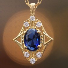 3.18ct Oval Natural Sapphire & Diamond Solid ...
