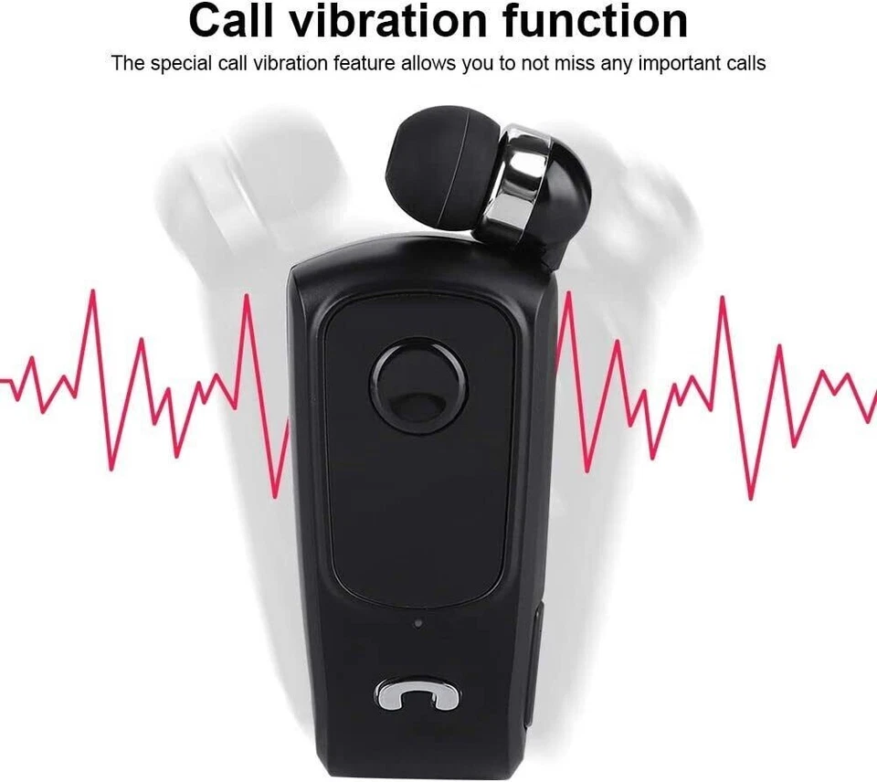 AURICOLARE CUFFIE BLUETOOTH RETRATTILE CLIP VIBRAZIONE PER IPHONE IOS E ANDROID - Immagine 4 di 4