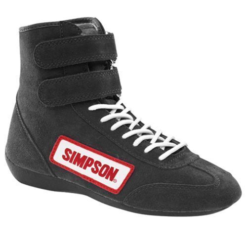 Simpson Safety 28900BK High Top Racing Shoes - Black, Size 9 NEW - Foto 1 di 2