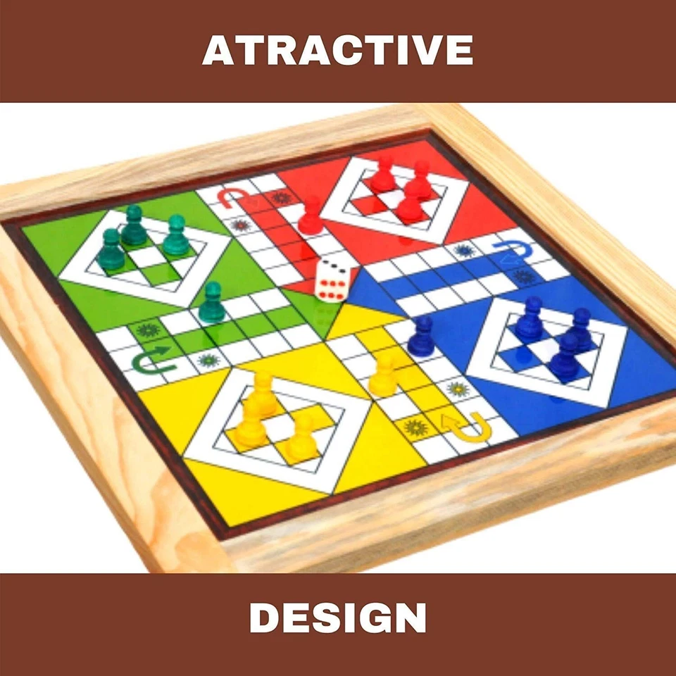 Magnetic Chess and Ludo 2 in 1 Board Game Wood-Crafted Magnetic Reversible Game - Image 2 of 4