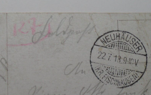 STAMPMART : GERMANY NEUHAUSER KR. FISCHHAUSEN 1918 WWI FELDPOST POSTCARD - Picture 2 of 3