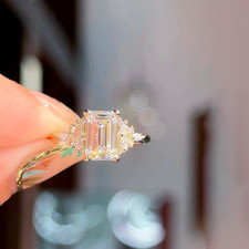 14K Yellow Gold Engagement Ring 2.30 Ct Emerald Cut IGI Lab Grown Diamond