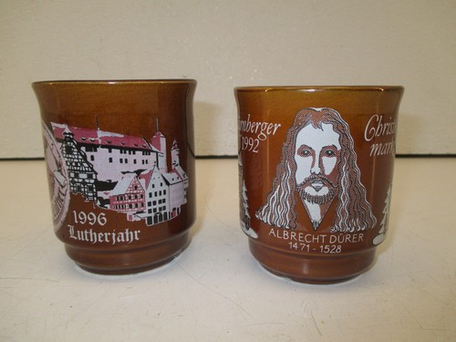 Nurnberger Christkindlesmarkt Souvenir Mugs 92/96 Albrecht Durer 1471-1528 Brown - Picture 7 of 9