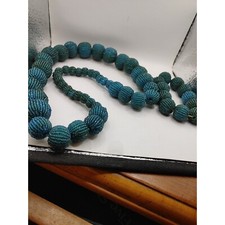 Bracelet Necklace Set Blue Glass Beaded. Balls 4