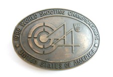1986 World Shooting Championships United States of America Belt Buckle