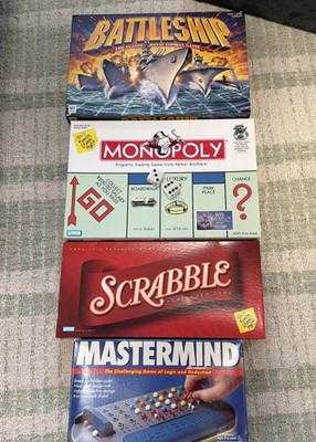 Classic Board Games Lot Battleship Monopoly Scrabble Mastermind Game Night