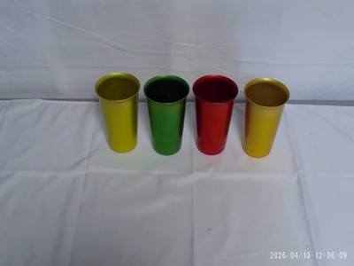 'Pre-Owned' Vtg Set of 4 Various Colored Aluminum Tumblers Unbranded