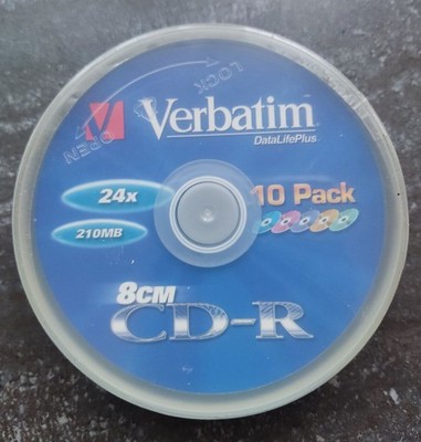 CD-R 8cm Colour 10er Pack Spindel Verbatim new OVP 24X 210 MB DataLifePlus