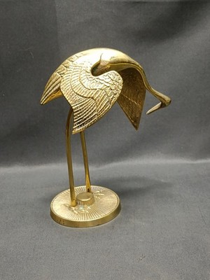 Vintage Messing Kranich Reiher Reiher Storch Vogel Statue Figur MCM Ornament Unikat