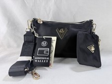 Valentino Orlandi Crossbody Bag w/ Wallet Black Nylon Gold Accents Purse