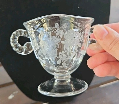 VTG Fostoria Willowmere Rose Etched Roses Sugar Bowl