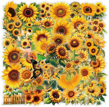 60Pcs Natural Flower Stickers for Scrapbooking, Transparent PET Self-Adhesive Sc