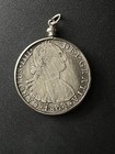1804 SPANISH 8 REALES/1812 5 FRANCS REPLICA COIN PENDANT ~ SILVER-TONE BEZEL — photo 5