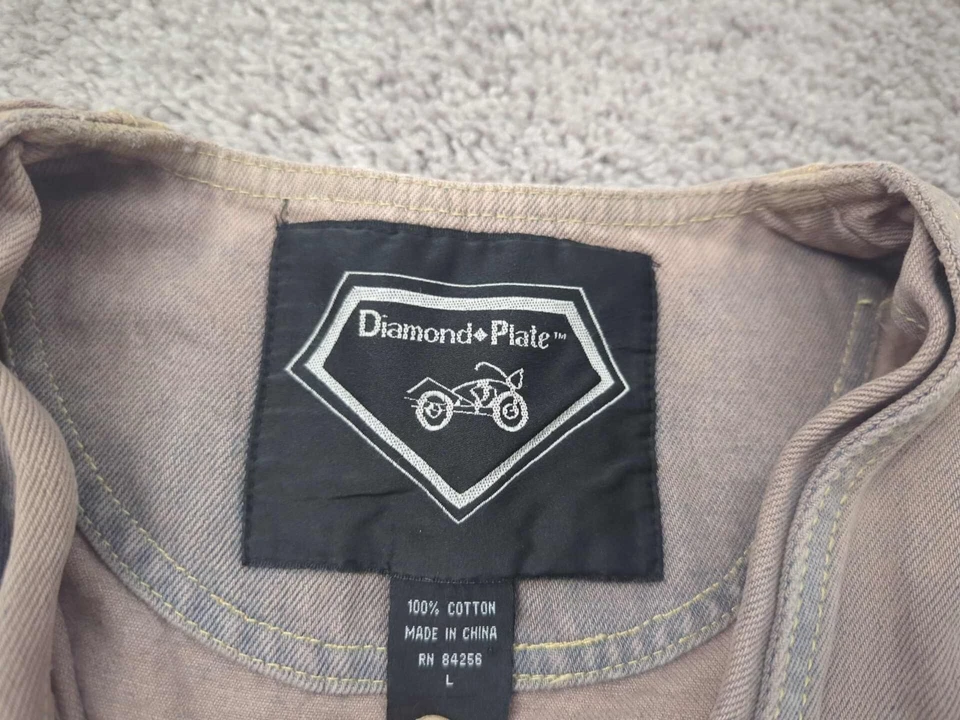 Diamond Plate Vest Mens Large Blue Faded Denim Button Up Lace Side Biker Moto - Image 2 of 4