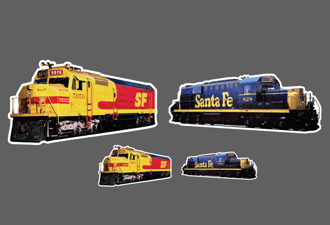 Sf Santa Fe Locomotive Engine Window Laptop Stickers 4 For 1