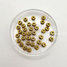 Gold Plated pewter Spacer Beads 35pcs 4x4mm   Metal Spacers for Jewelry Making