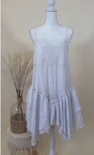 Free People Mini Dress Size S White Boho Chic Embroidered Lace Ruffles