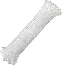 jijAcraft Nylon Rope - 100 Ft White Nylon String, 1/4 Inch Solid Braided Rope, T