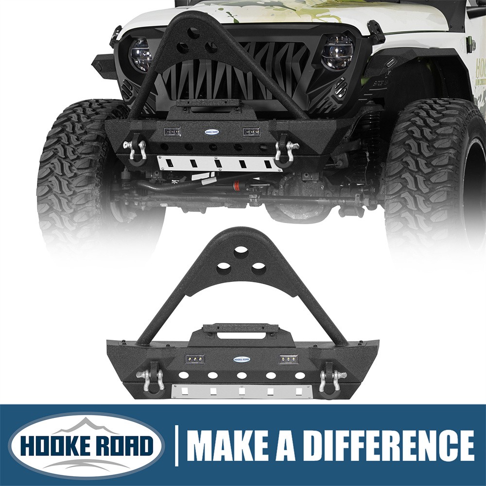 Hooke Road Stubby Stinger Front Bumper for 18-26 Jeep Wrangler JL Gladiator JT