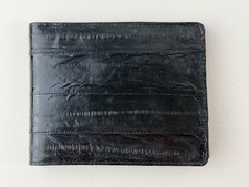 Lee Sands Black Eel Skin Bifold Wallet ID and Six Card Slots Vintage EUC